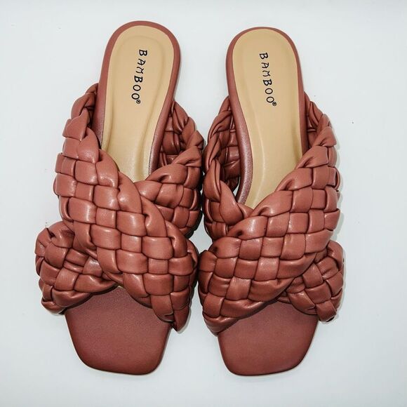 Bamboo Women's Braided Crisscross Strap Kick 61 Sandal Pink Size 6 New - Picture 3 of 6